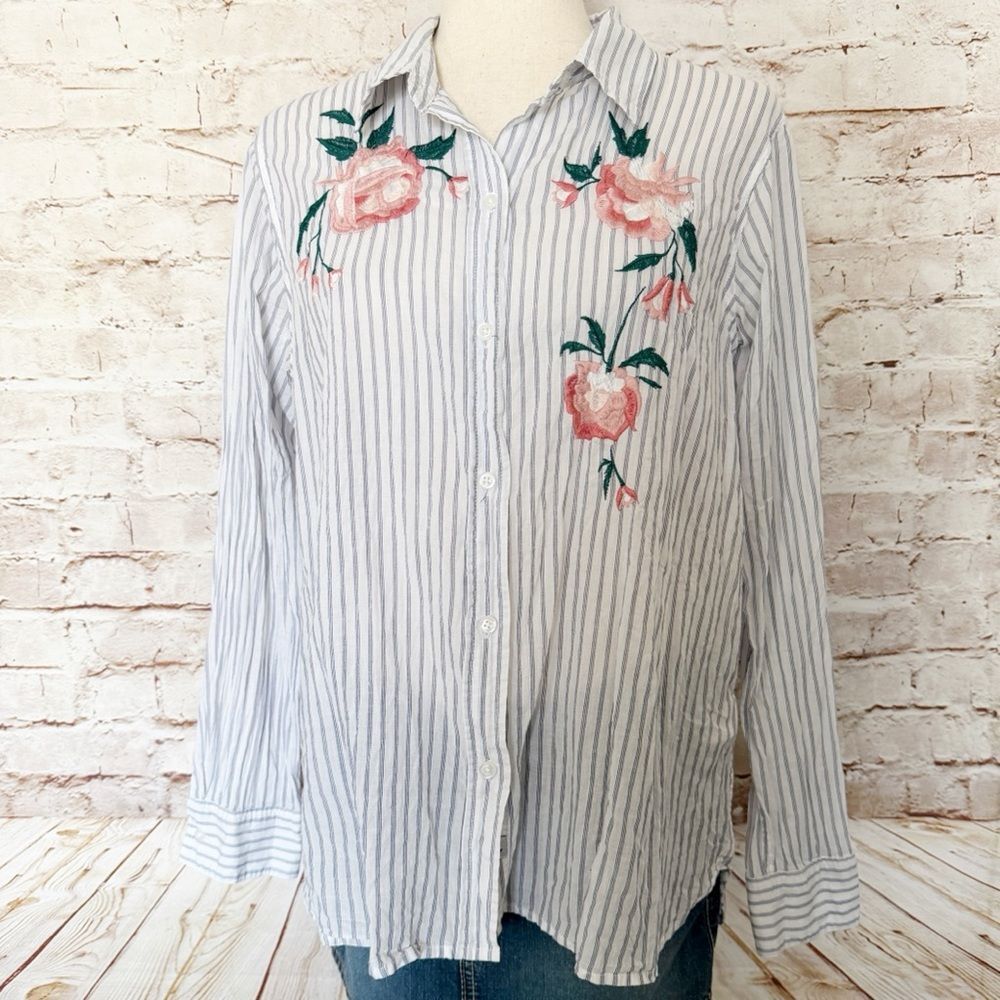 Rails floral embroidered button up shirt